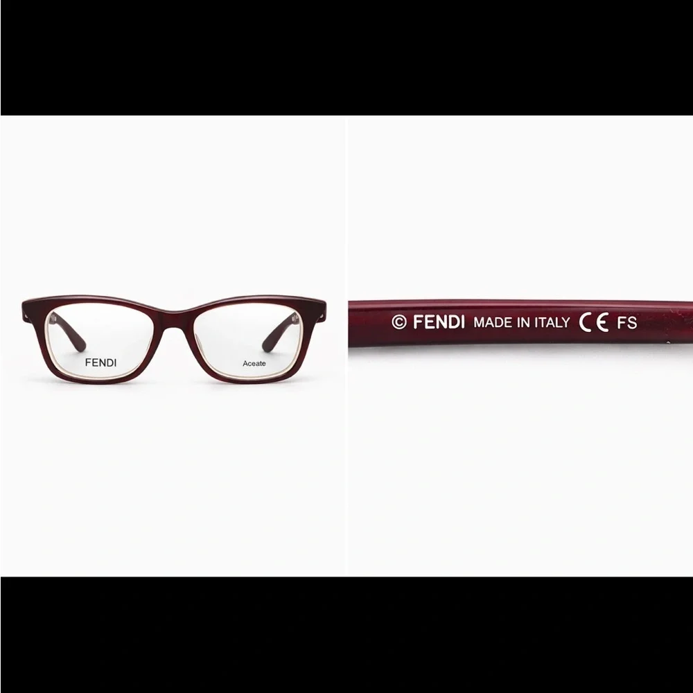 Fendi FF0256 Acetate Eyeglasses Burgundy Ivory 52-18-140 New Authentic